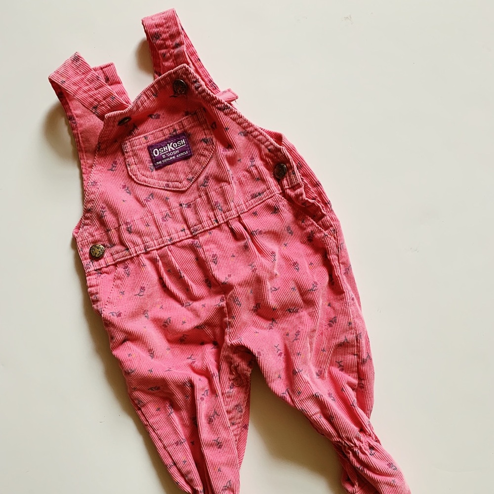 Vintage Oshkosh Bgosh Pink Floral Footed Overalls